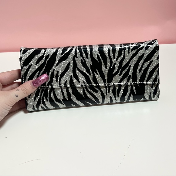 Vintage Y2K mcbling zebra glitter animal print wallet - Picture 2 of 5